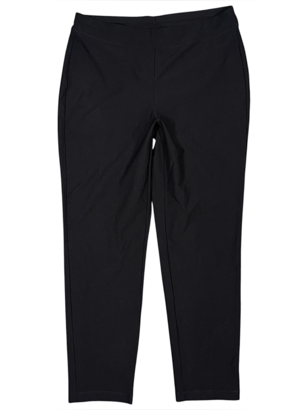 Eileen Fisher Stretch Crepe Slim Pants Sz M Black Pull On Ankle Career NWOT